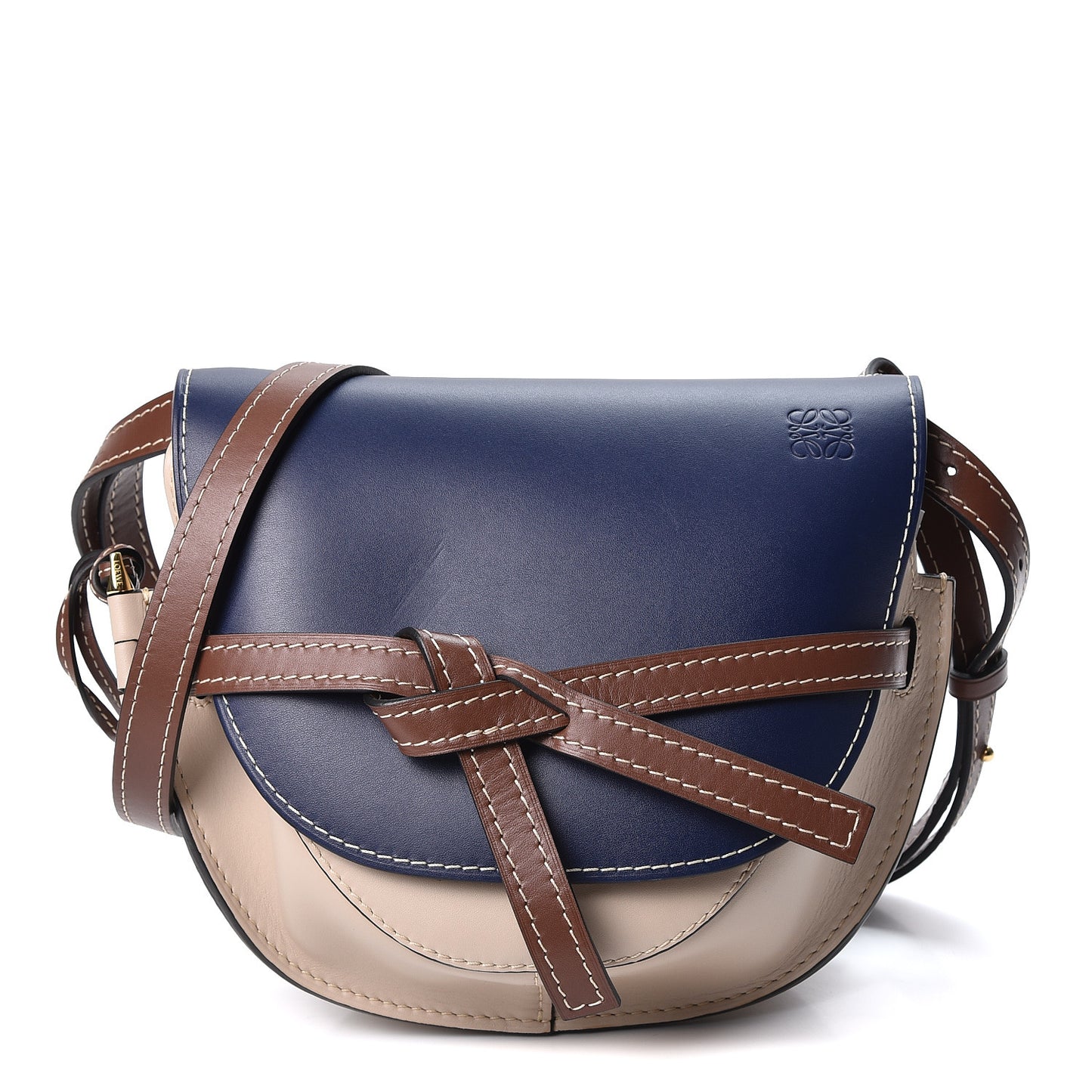 Soft Calfskin Small Gate Crossbody Bag Marine Light Oat