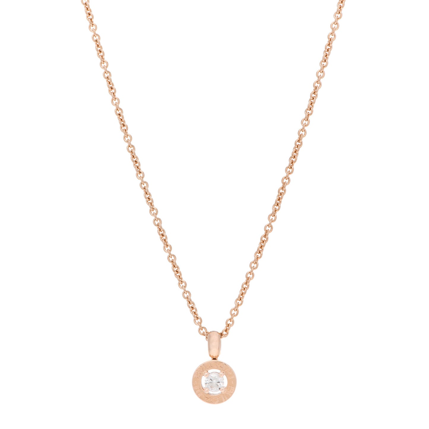 18K Rose Gold Diamond BVLGARI BVLGARI Pendant Necklace