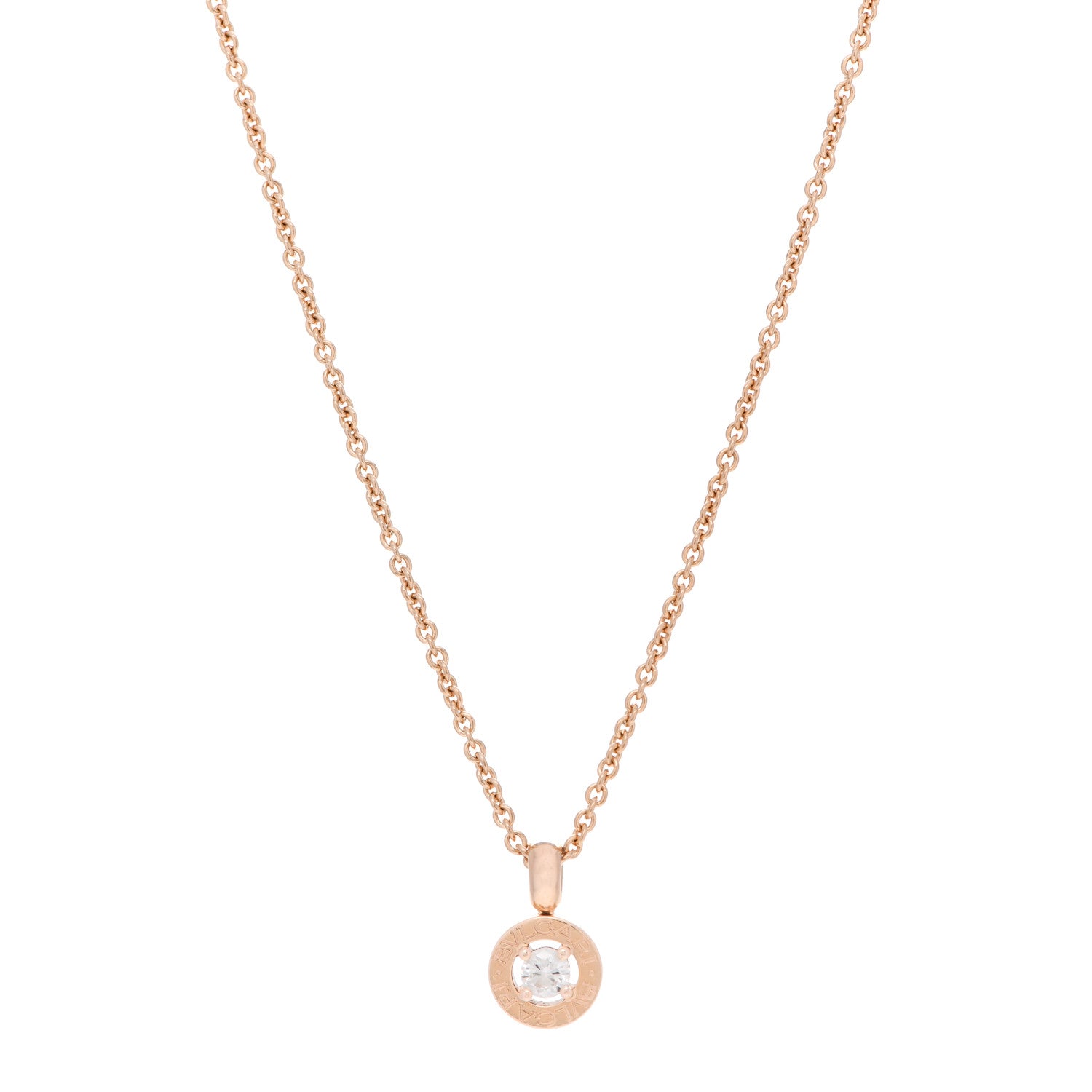 Bulgari 18K Rose Gold Diamond BVLGARI BVLGARI Pendant Necklace 1 of 7