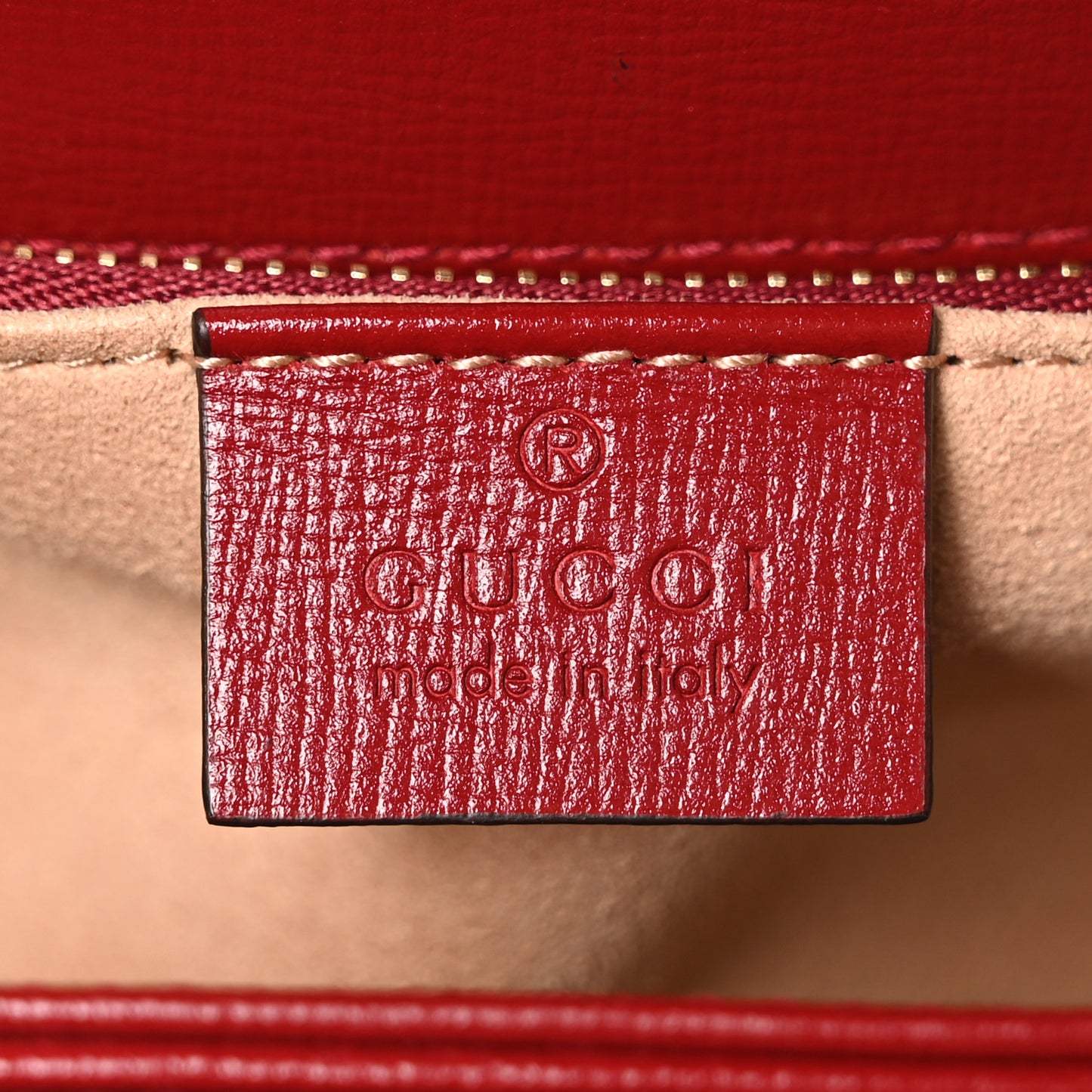 GG Supreme Monogram Azalea Calfskin Horsebit 1955 Shoulder Bag Beige Ebony New Cherry Red