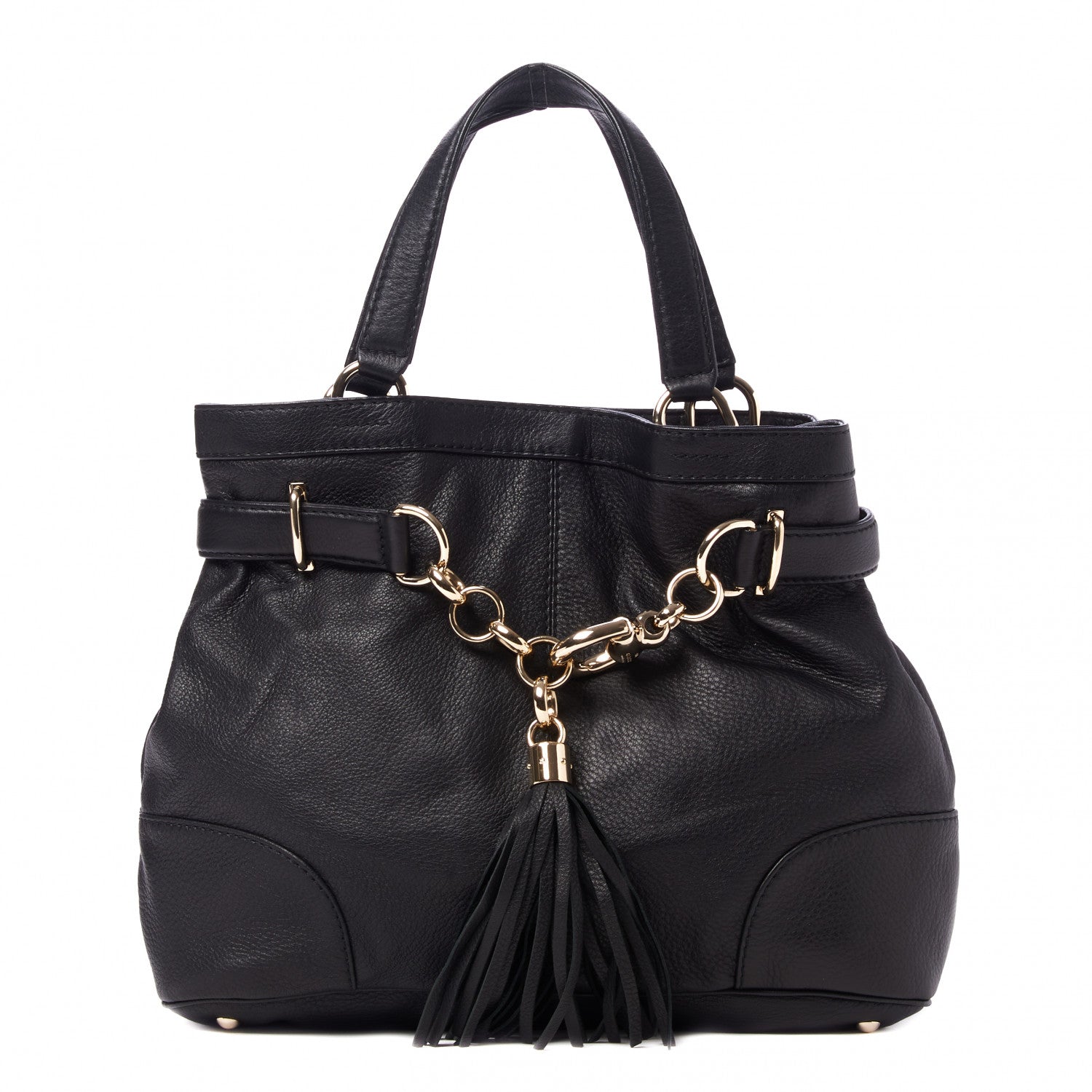 Gucci Deerskin Medium Sienna Bit Tote Black 1 of 8
