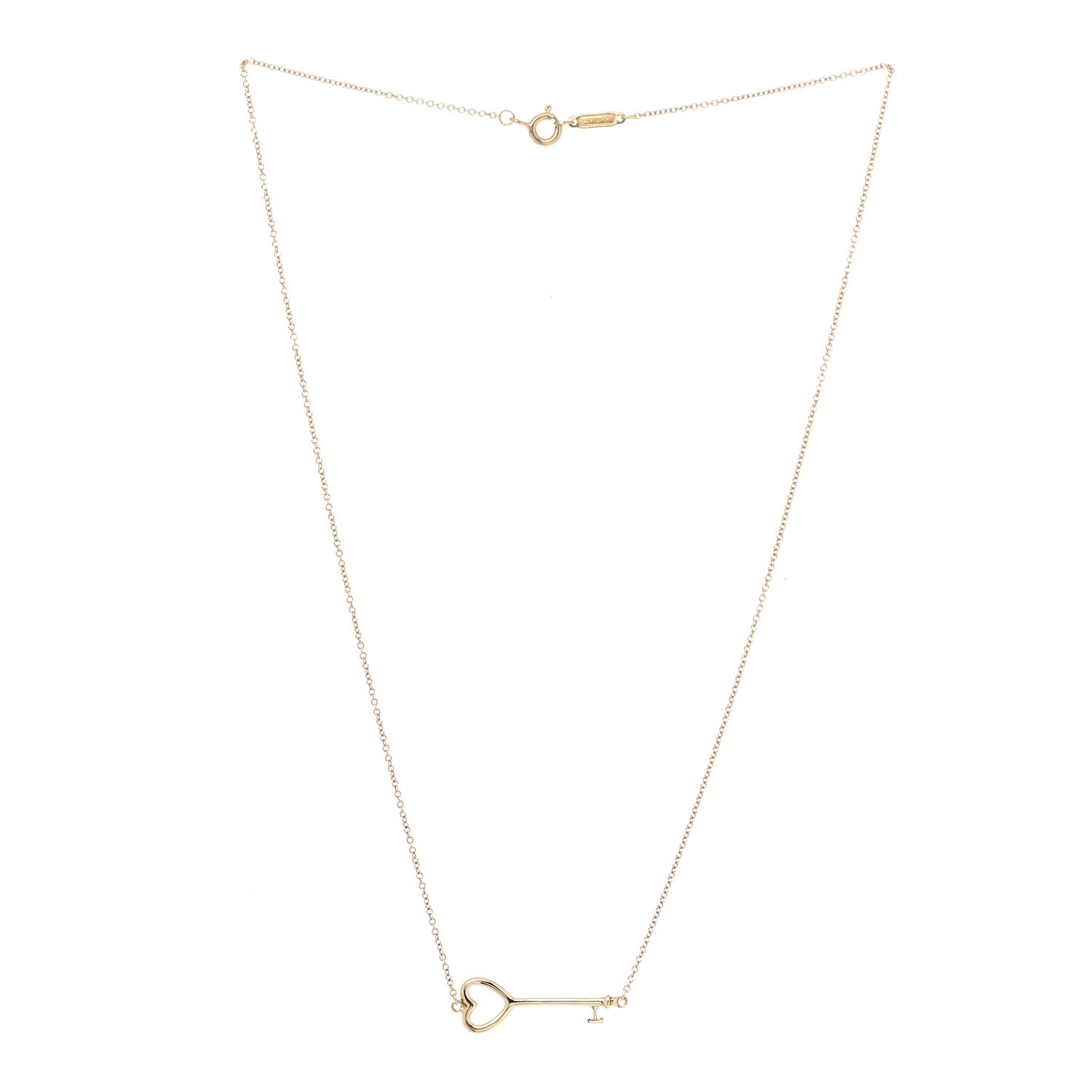 18K Yellow Gold Heart Key Pendant Necklace
