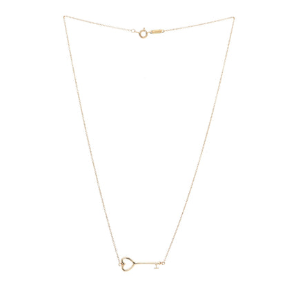 Tiffany 18K Yellow Gold Heart Key Pendant Necklace 2 of 5