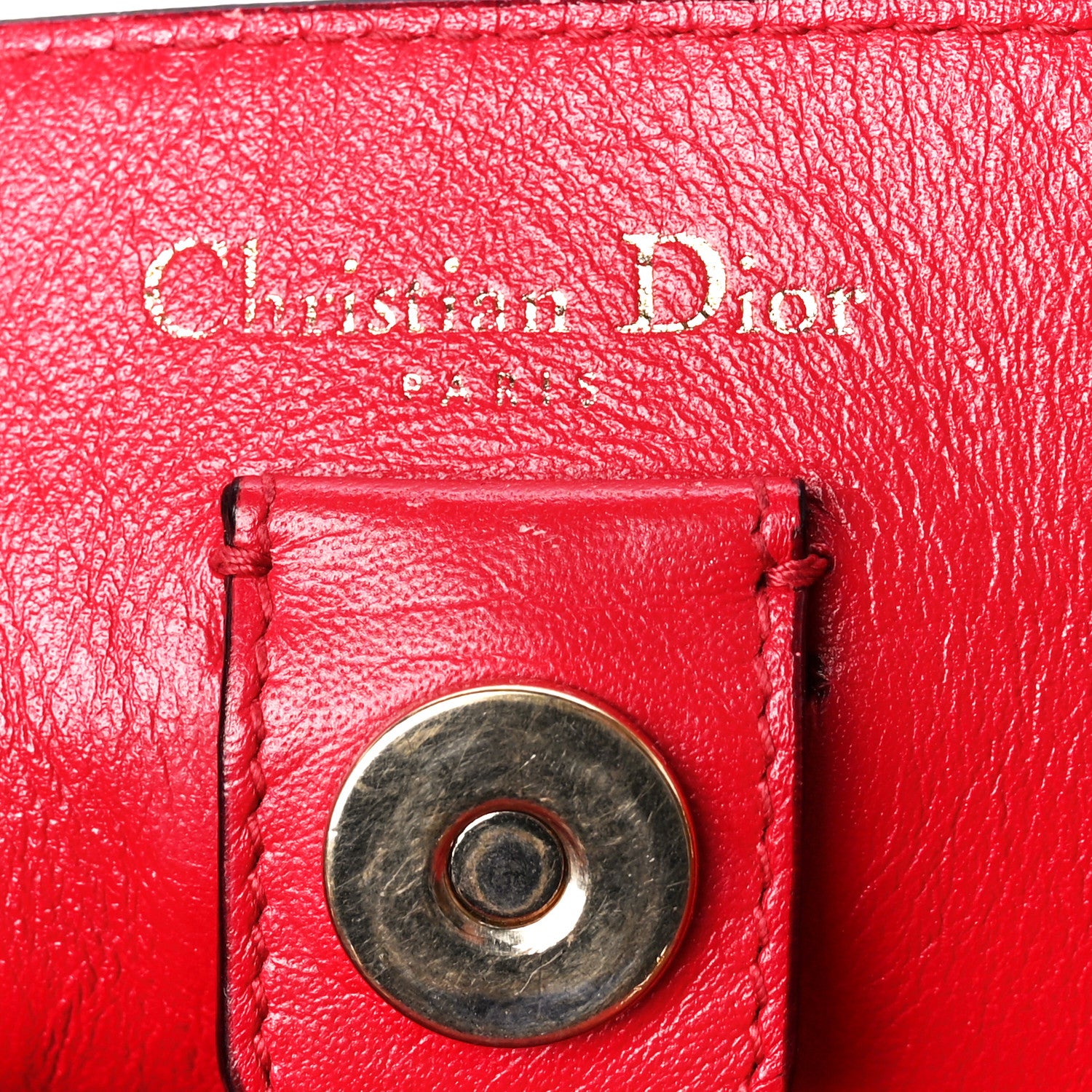 Christian Dior Calfskin Snakeskin Medium Diorissimo Tote Red 6 of 11