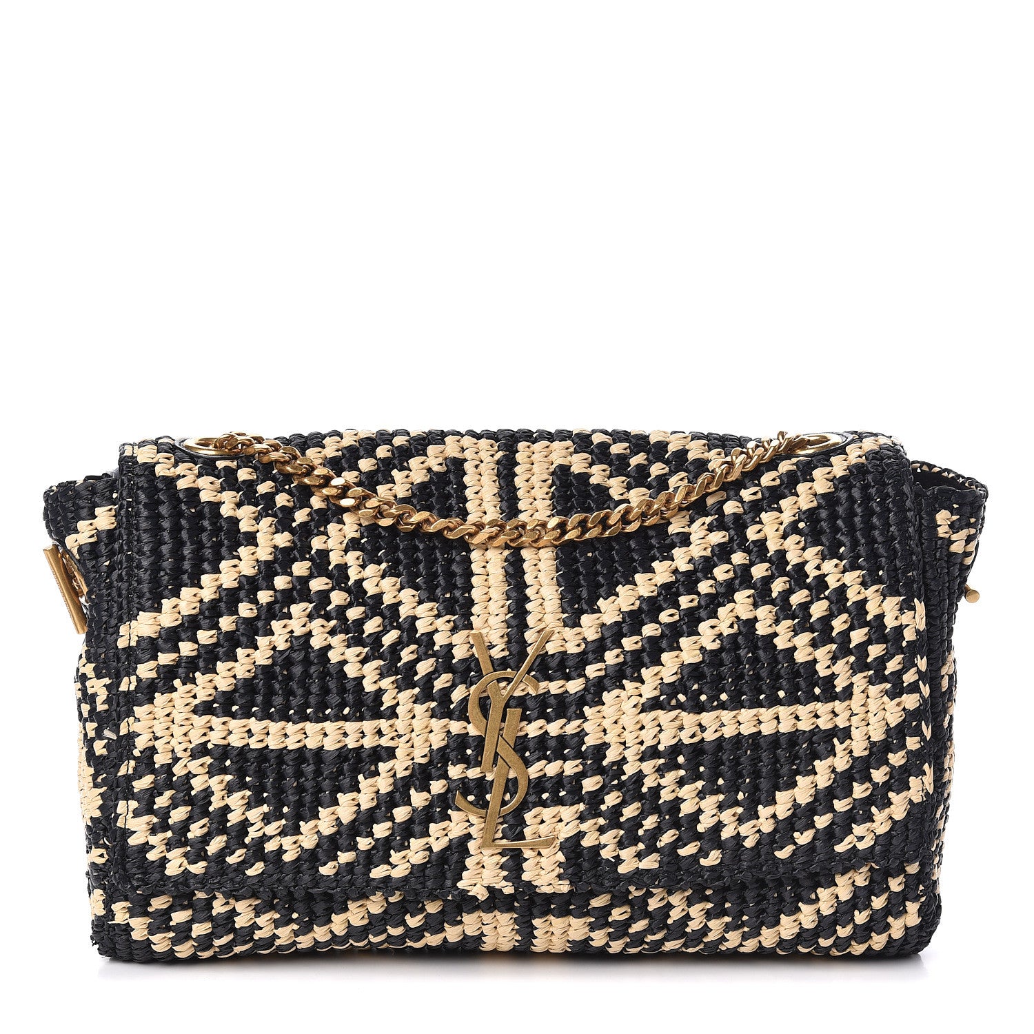 Saint Laurent Raffia Medium Monogram Kate Satchel Naturale Black 1 of 11