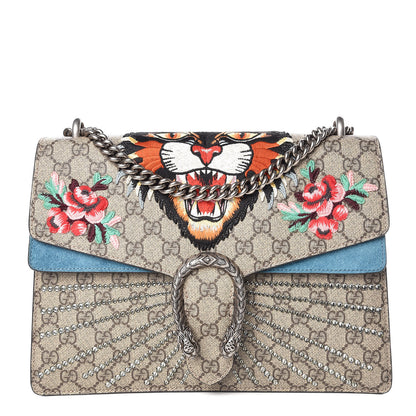 Gucci GG Supreme Monogram Angry Cat Embroidered Medium Dionysus Shoulder Bag Beige Ultramarine 1 of 10