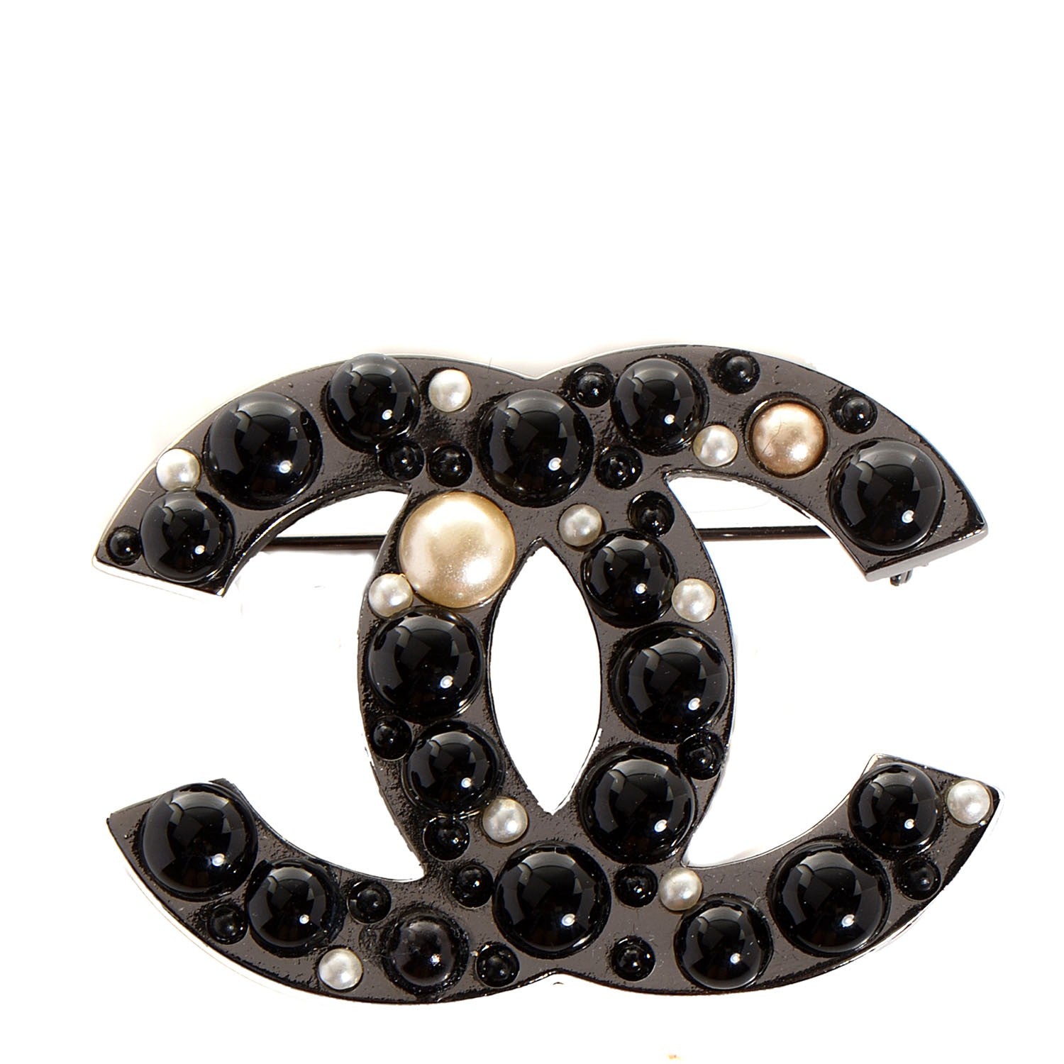 Chanel Pearl Large CC Brooch Black 1 of 5