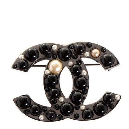 Chanel Pearl Large CC Brooch Black 1 of 5