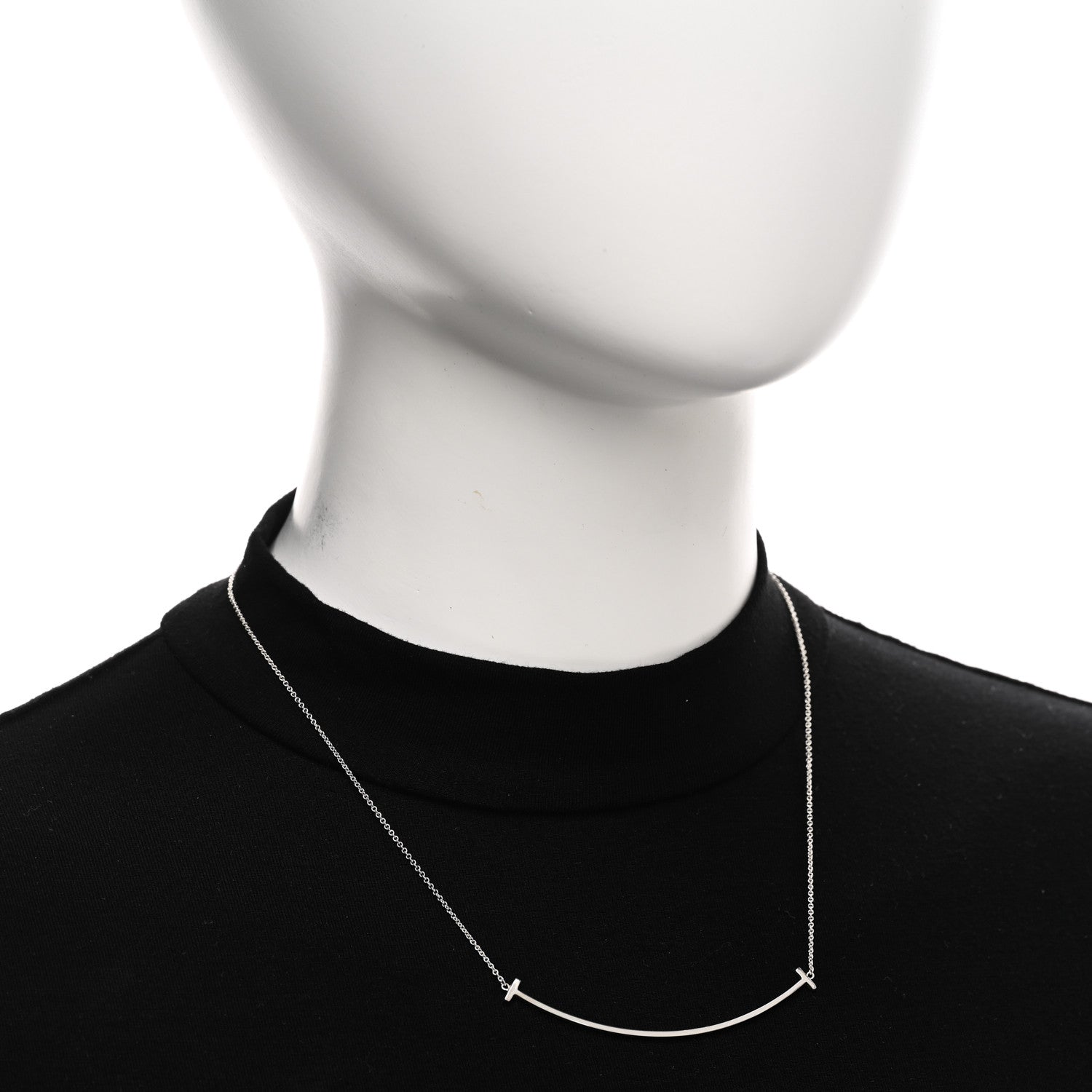 Tiffany Sterling Silver Large T Smile Pendant Necklace 2 of 5