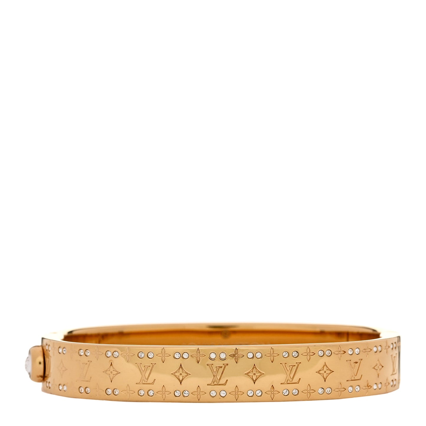 Brass Crystal Monogram Nanogram Strass Cuff S Gold