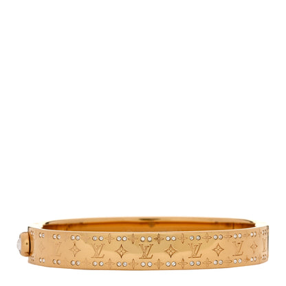 Louis Vuitton Brass Crystal Monogram Nanogram Strass Cuff S Gold 1 of 5