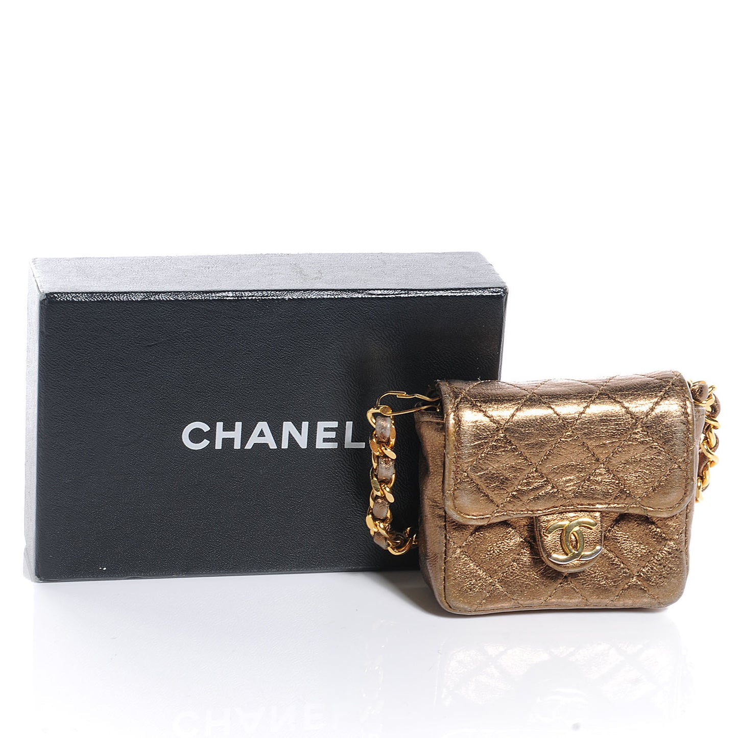 Quilted Leather Micro Mini Flap Bronze