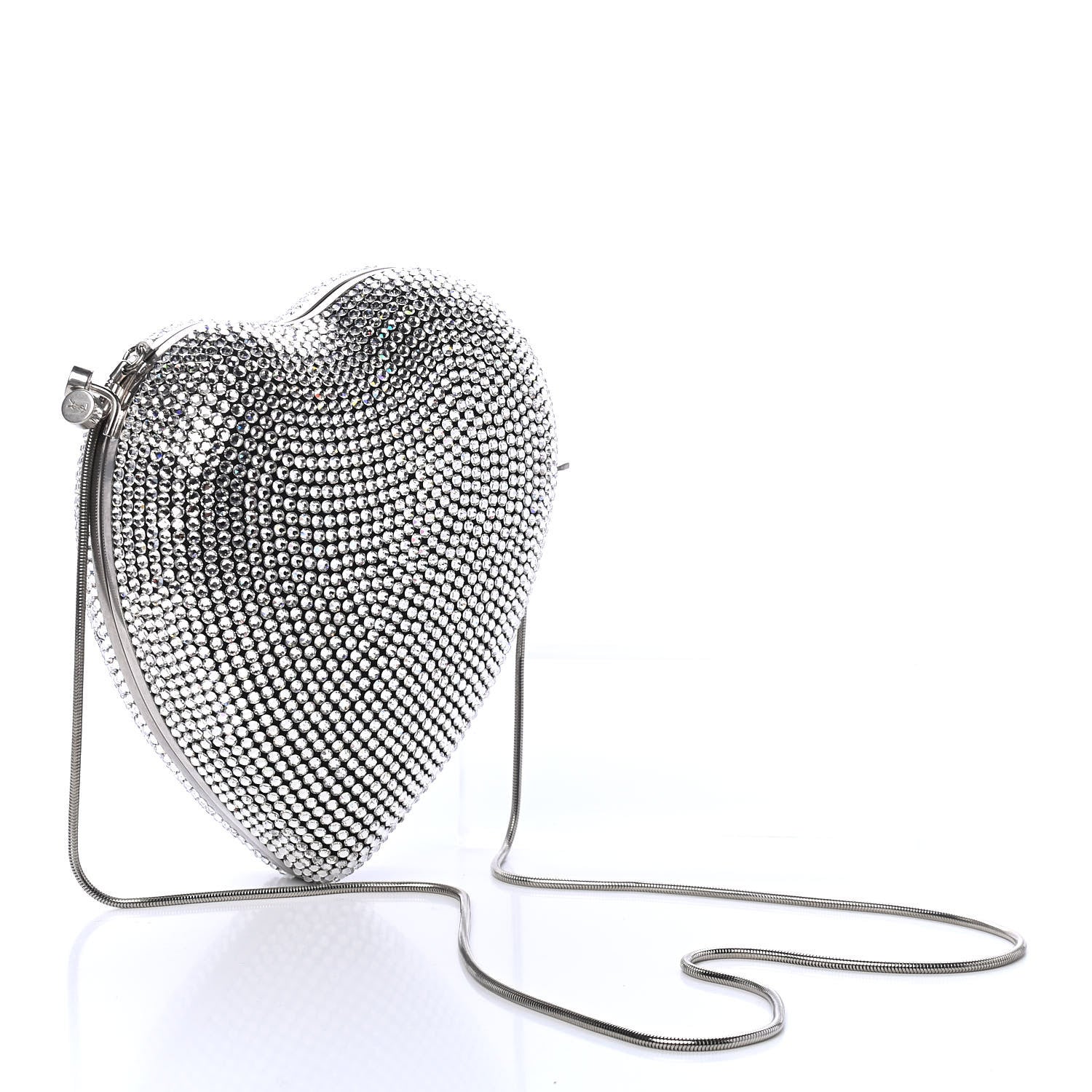 Saint Laurent Swarovski Crystal Heart Love Box Clutch Bag Silver
