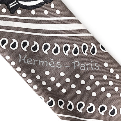 Hermes Silk Les Zebres Twilly Gris Taupe Black White 2 of 7