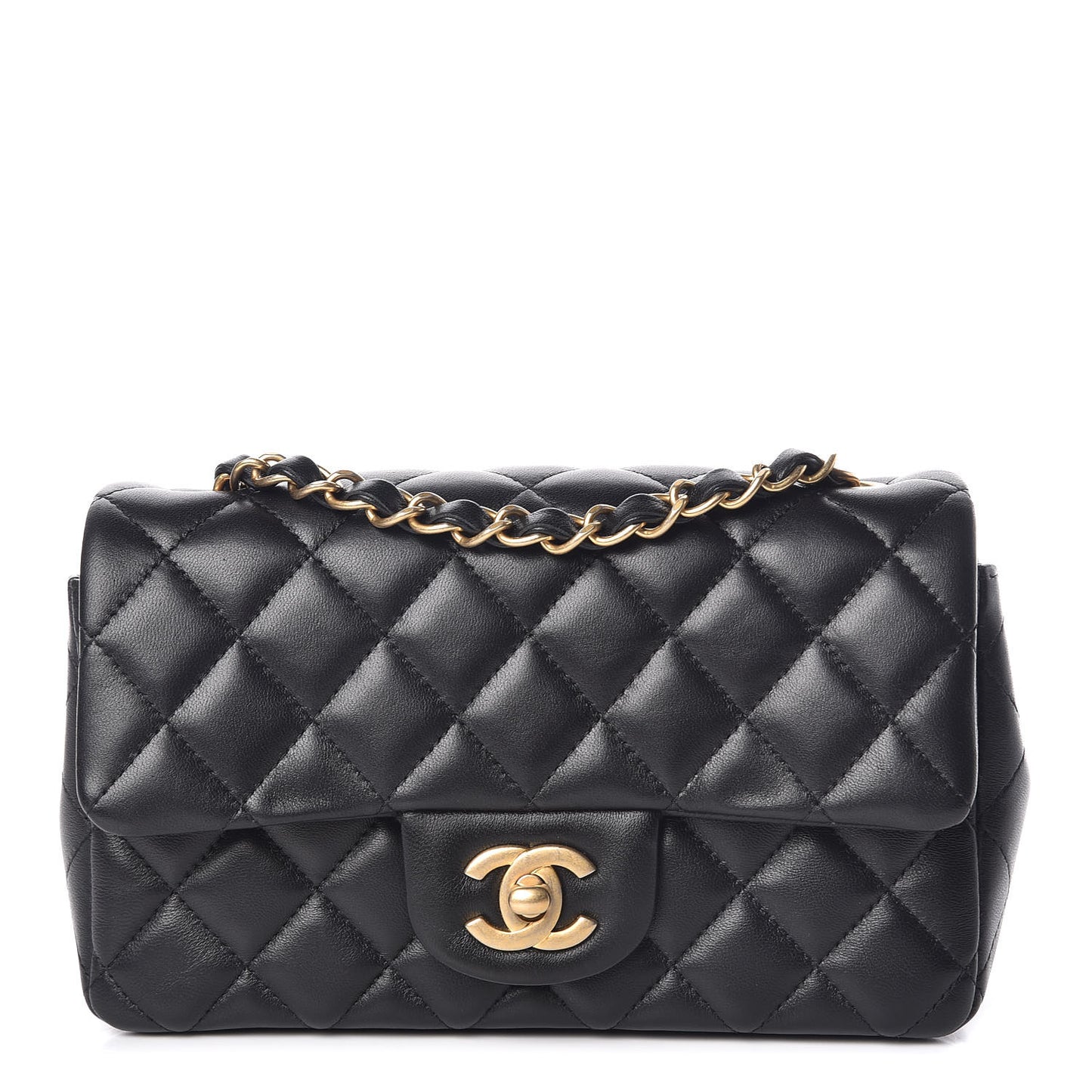 Lambskin Quilted Mini Rectangular Flap Black