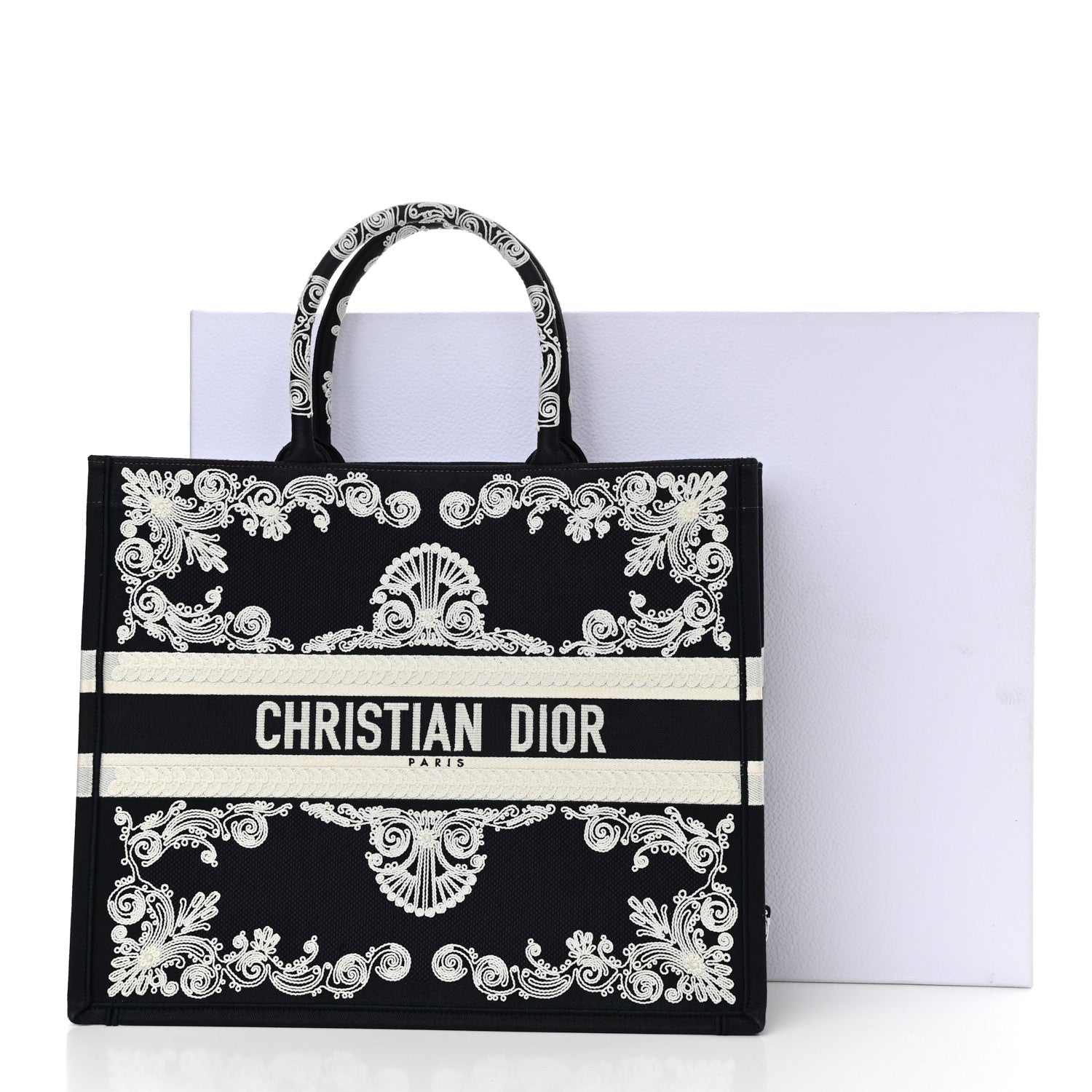 Christian Dior Canvas Embroidered Cornely Book Tote Blue White 13 of 13