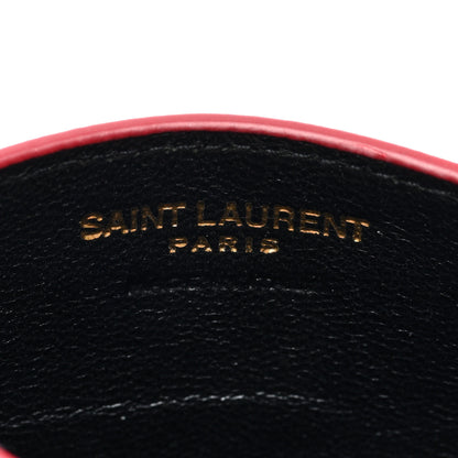 Saint Laurent Grain De Poudre Matelasse Chevron Monogram Credit Card Case New Red 6 of 7