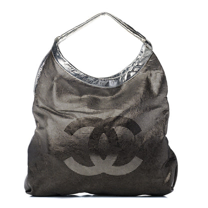Chanel Metallic Perforated Lambskin Hollywood Hobo Silver 1 of 15