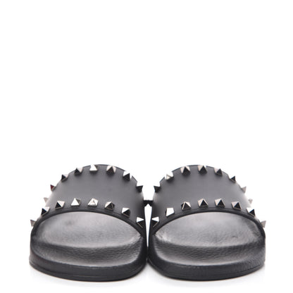 Valentino Garavani Rubber Rockstud Slide Sandals 39 Black 2 of 9