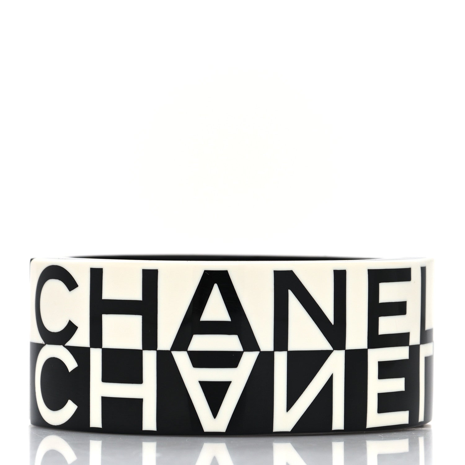 Chanel Resin CC Cuff Bracelet Black White 3 of 5