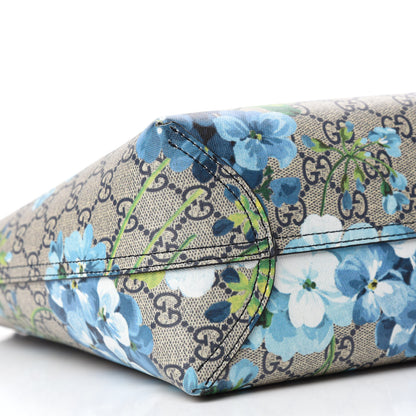 Gucci GG Supreme Monogram Blooms Small Reversible Tote Beige Blue Navy 6 of 16