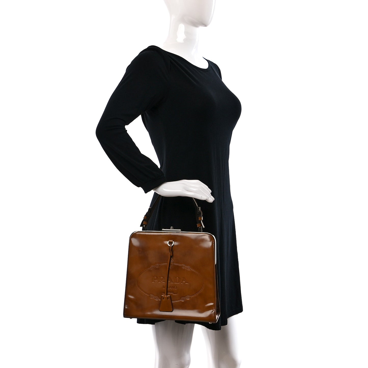 Spazzolato Logo Print Framed Bag Ambra