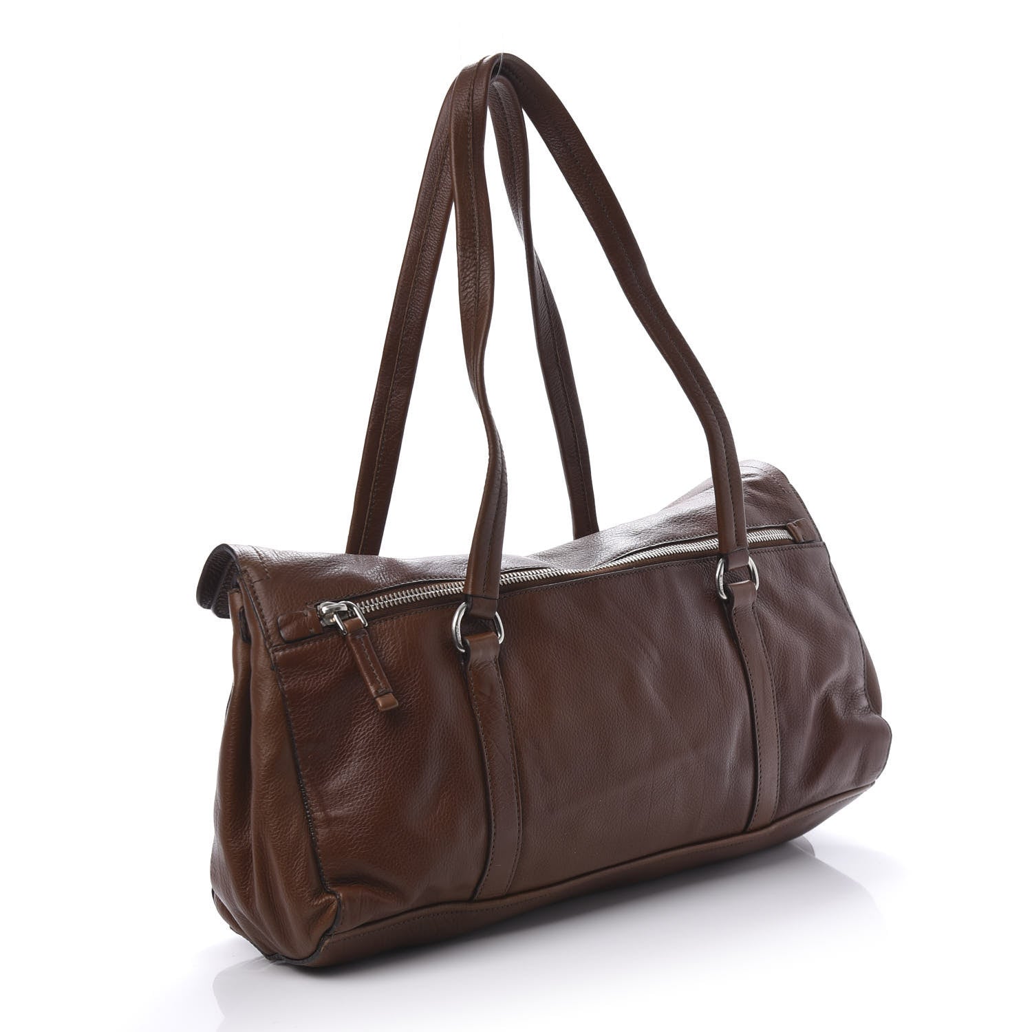 Prada Cervo Antik Easy Foldover Pushlock Satchel Bruciato 3 of 9