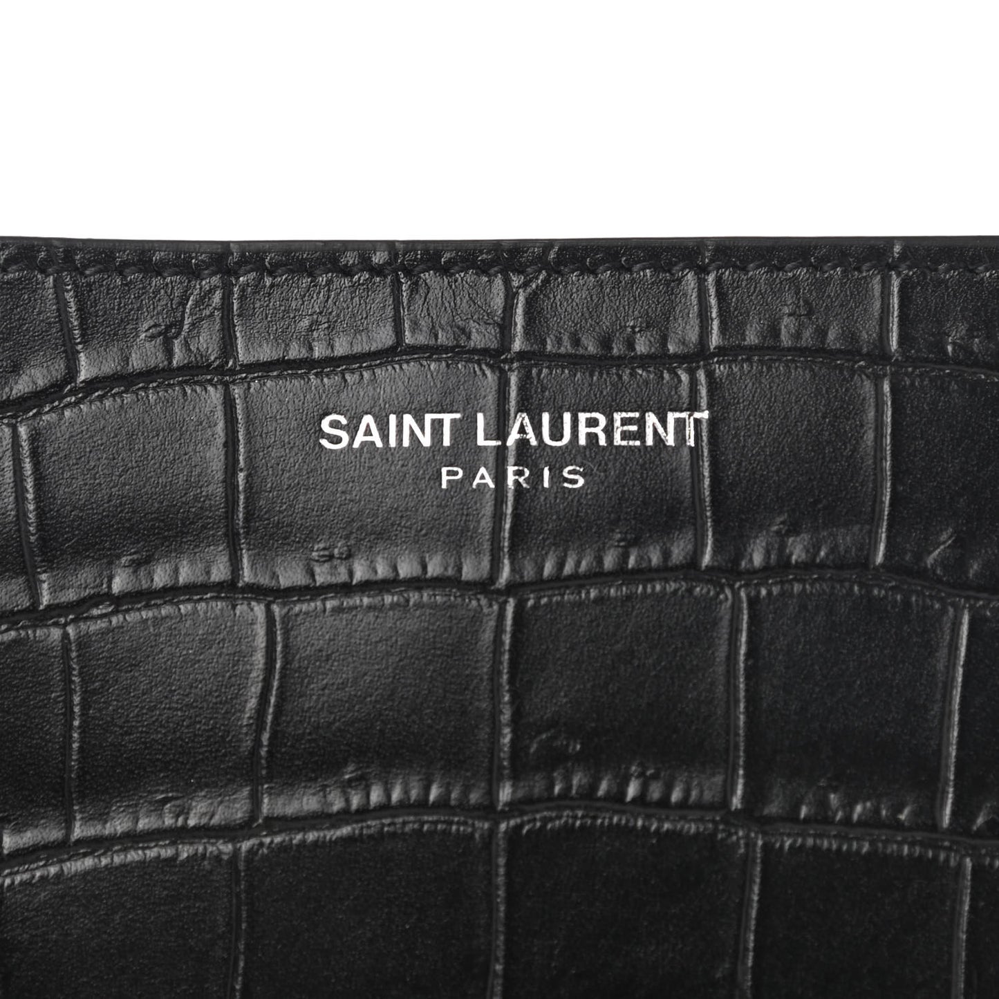 Crocodile Embossed Passport Holder Black
