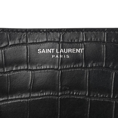 Saint Laurent Crocodile Embossed Passport Holder Black 5 of 5