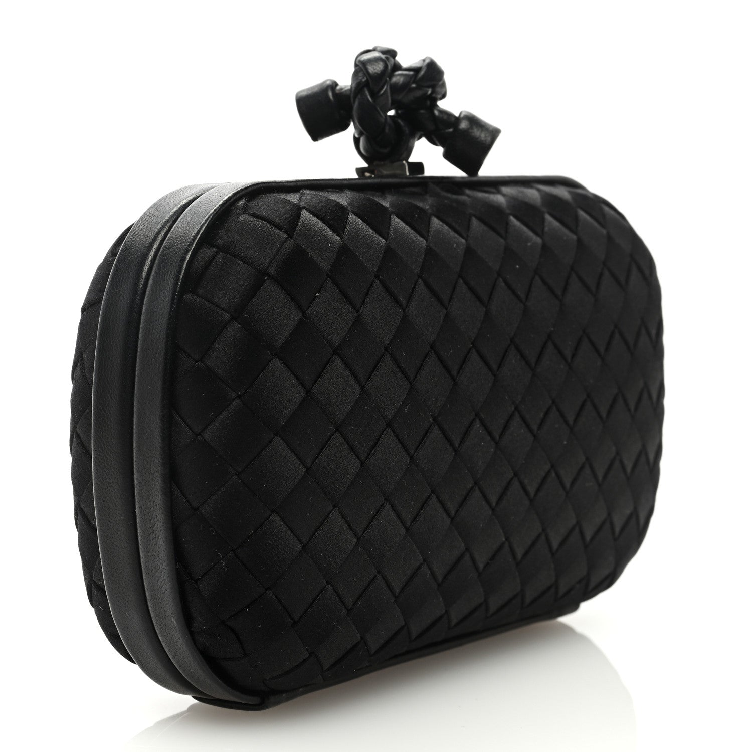 Bottega Veneta Satin Intrecciato Impero Stretch Knot Clutch Black 3 of 9