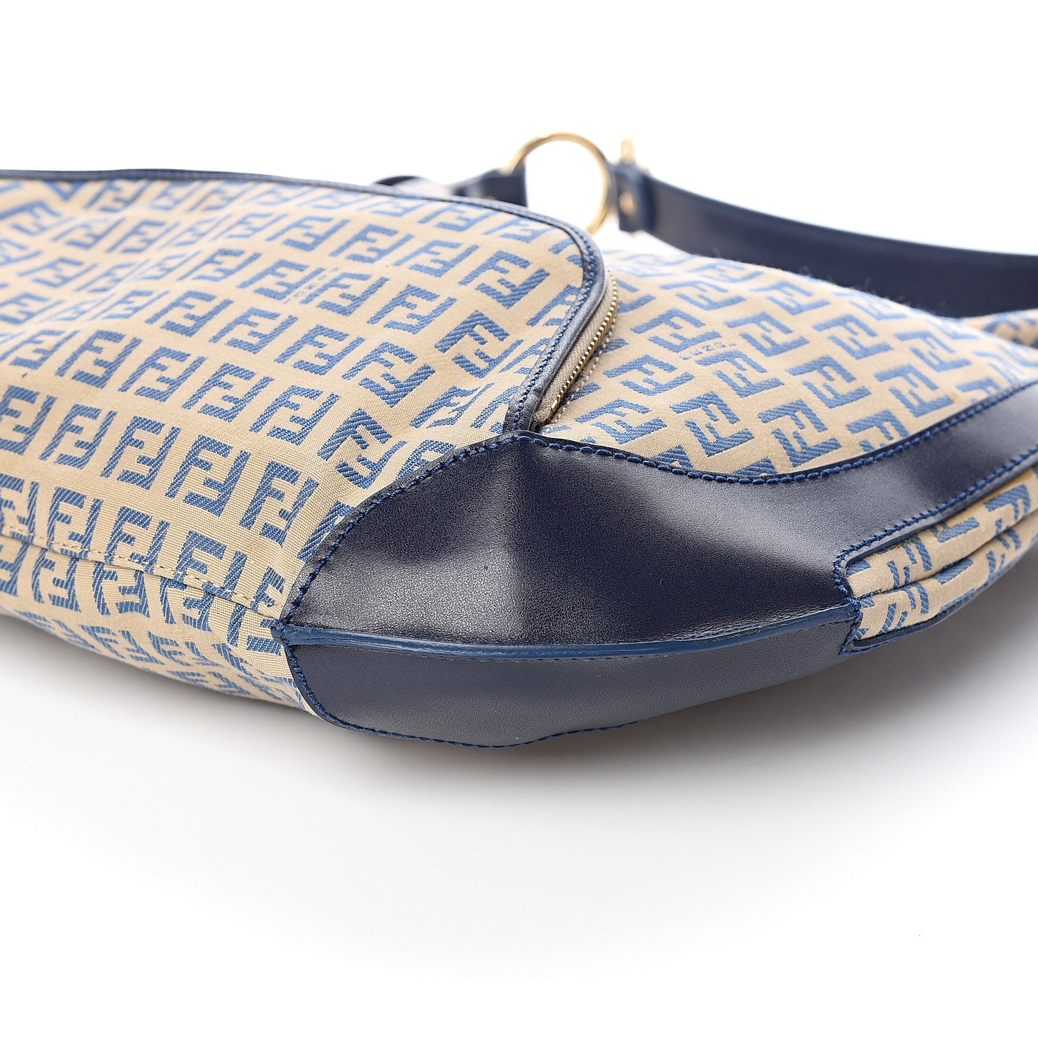 Fendi Zucchino Vitello Chef Hobo Beige Azzurro Blue 7 of 8