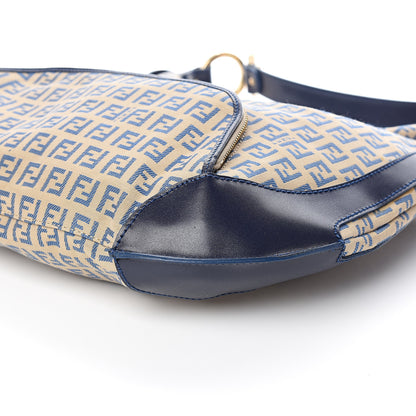 Fendi Zucchino Vitello Chef Hobo Beige Azzurro Blue 7 of 8