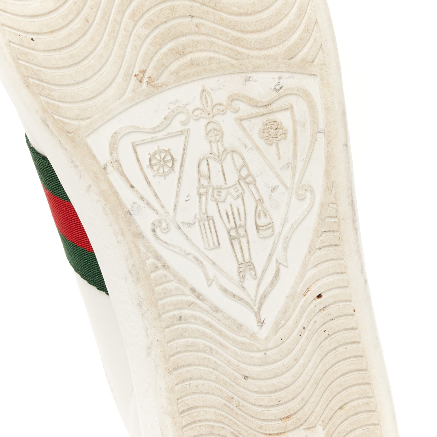 Gucci Calfskin Crocodile Web Womens Ace Sneakers 39 White Green 7 of 11