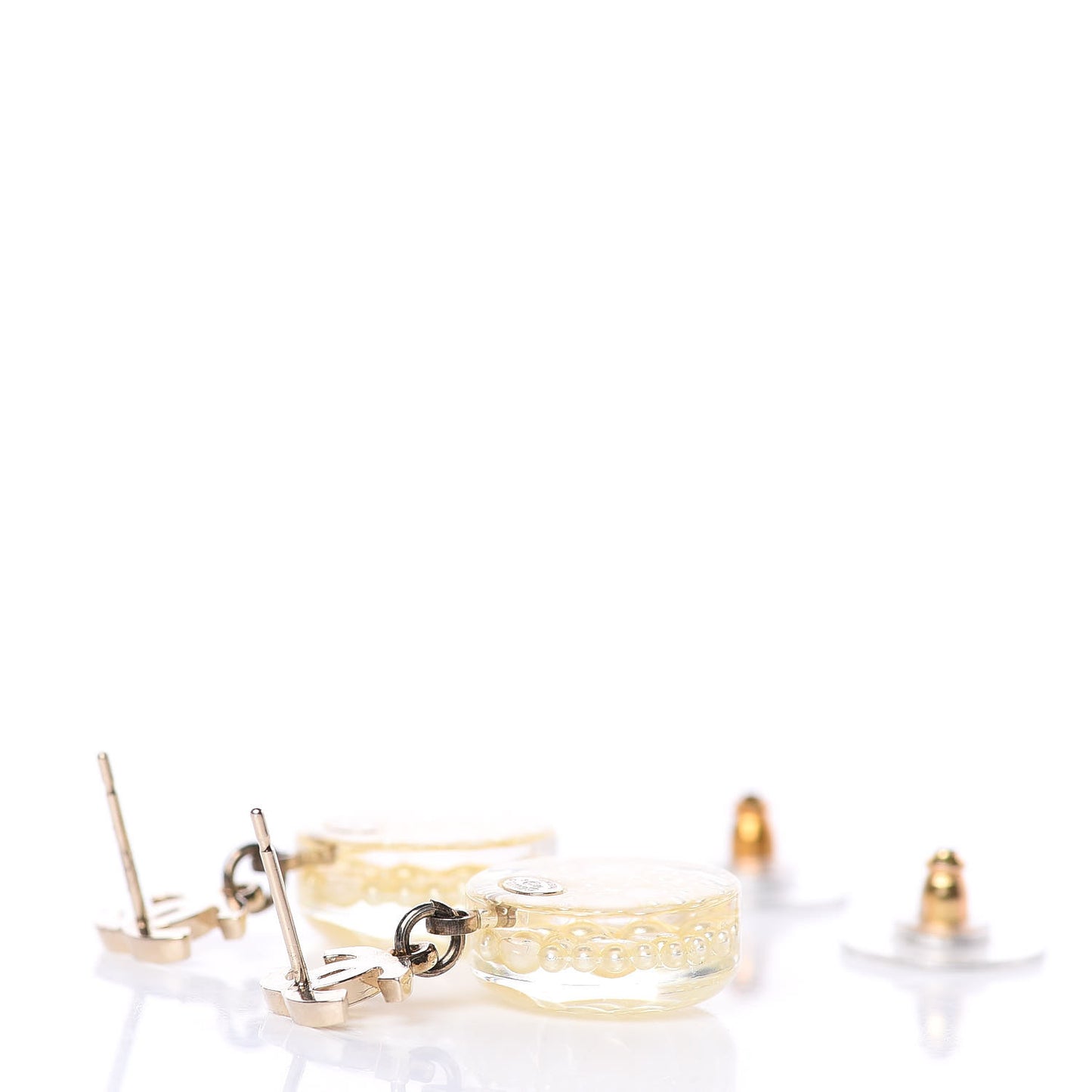 Pearl Resin CC Drop Earrings Gold