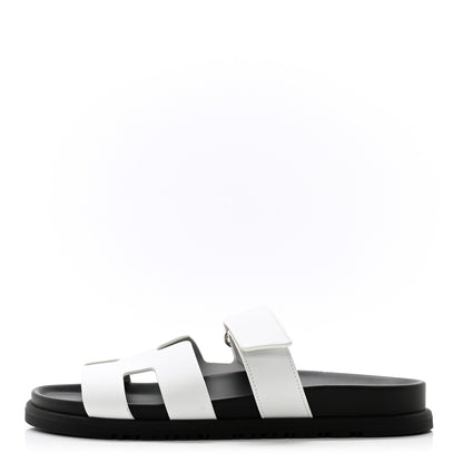 Hermes Calfskin Womens Chypre Sandals 38.5 White 1 of 9