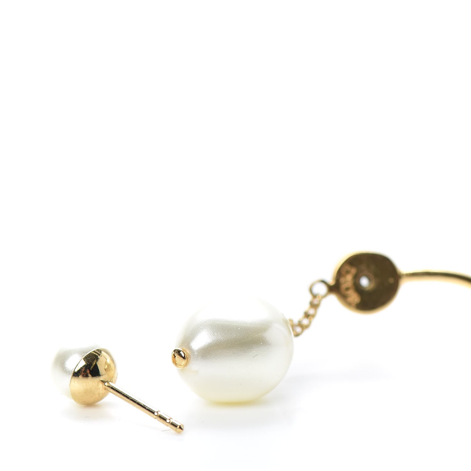 Christian Dior Pearl Crystal CD Earring Gold 3 of 4