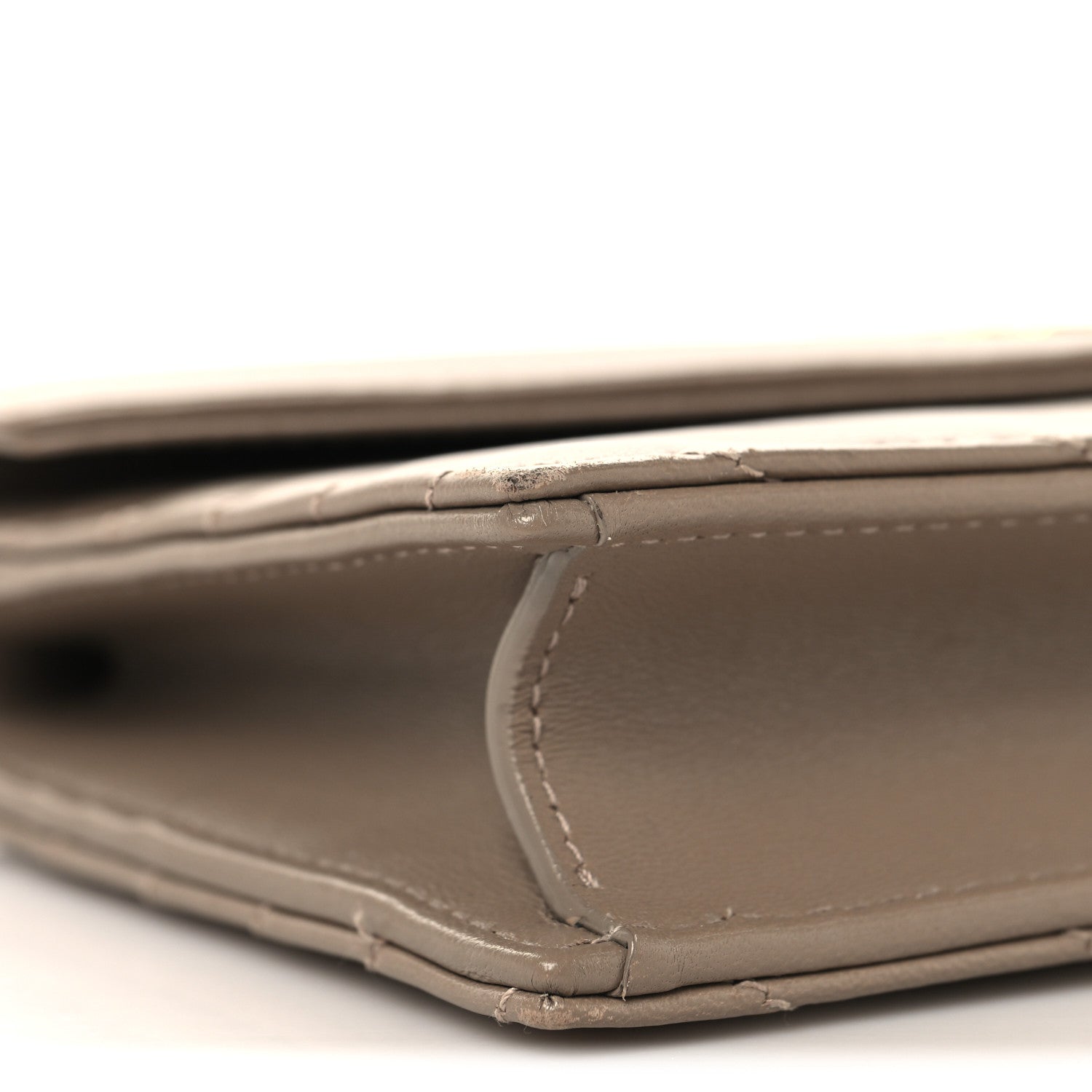 Saint Laurent Lambskin Matelasse Chevron Monogram Envelope Chain Wallet Dusty Grey 8 of 10