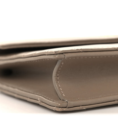 Saint Laurent Lambskin Matelasse Chevron Monogram Envelope Chain Wallet Dusty Grey 8 of 10