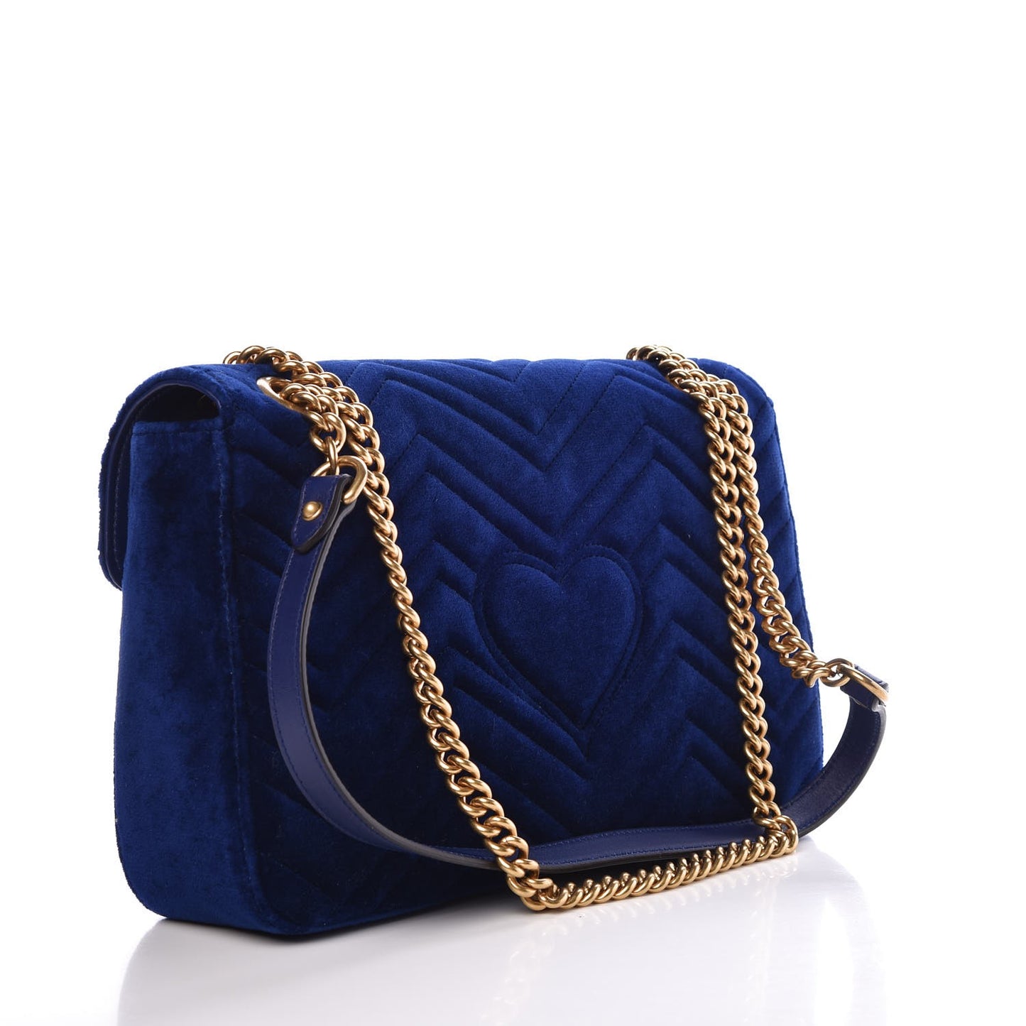 Velvet Matelasse Medium GG Marmont Shoulder Bag Cobalt Blue