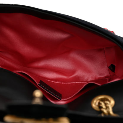 Gucci Velvet Matelasse Embroidered Mini GG Marmont Shoulder Bag Black 5 of 10