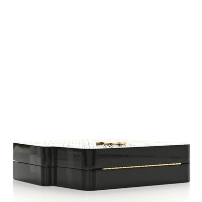 Chanel Plexiglass Crystal Quilted Minaudiere Clutch Black White 4 of 18
