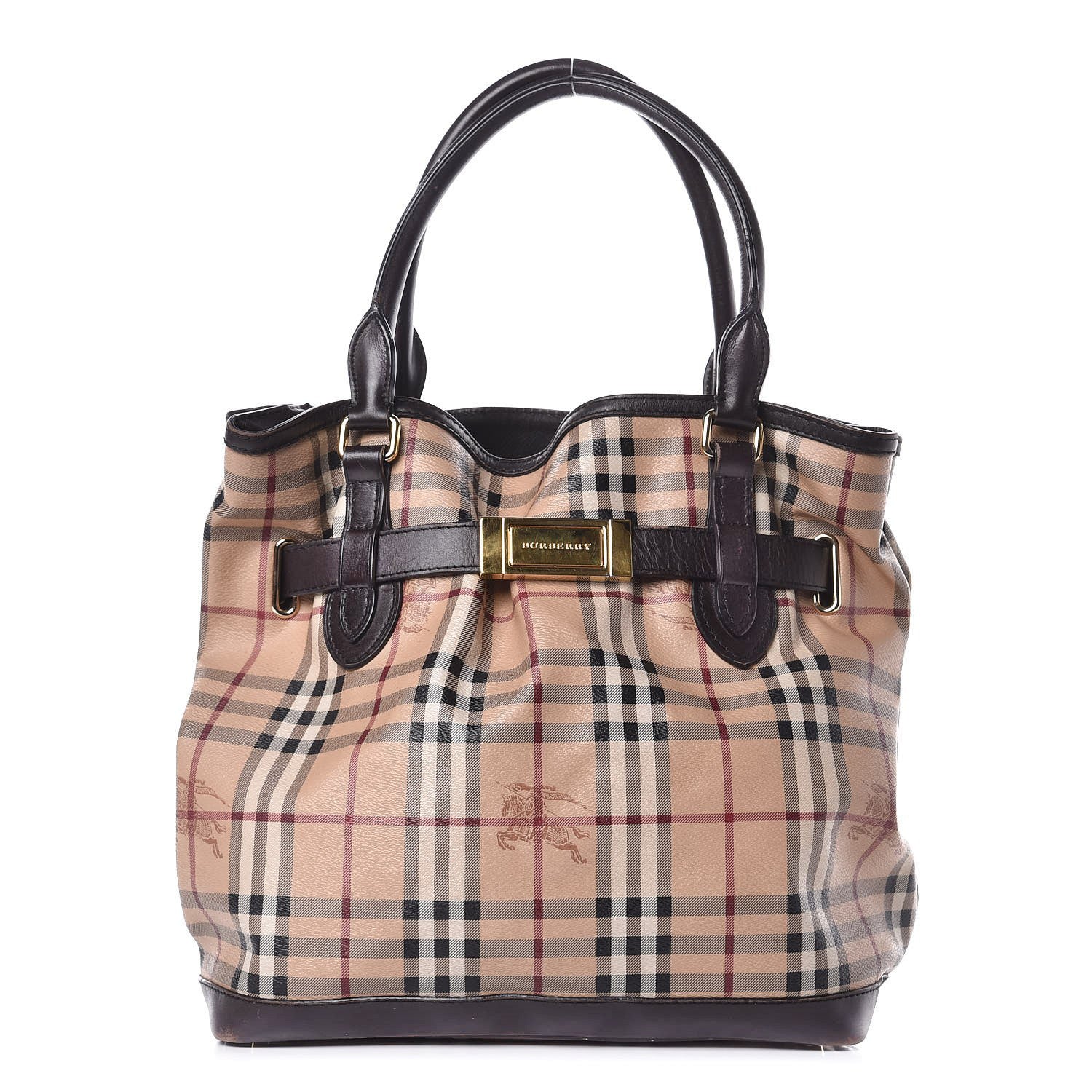 Burberry Haymarket Check Medium Golderton Tote Chocolate 1 of 15