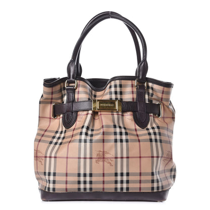 Burberry Haymarket Check Medium Golderton Tote Chocolate 1 of 15