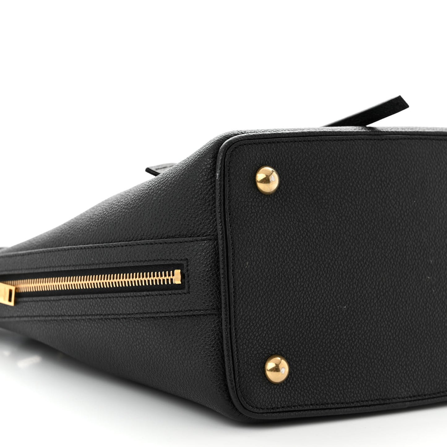 Grained Calfskin Medium Emmanuelle Bucket Bag Black