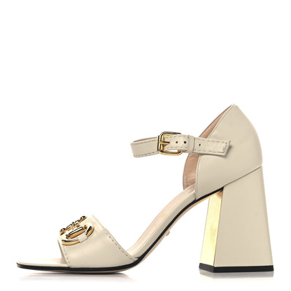 Gucci Nappa Horsebit Cross Strap 95mm Sandals 41 Mystic White 1 of 9