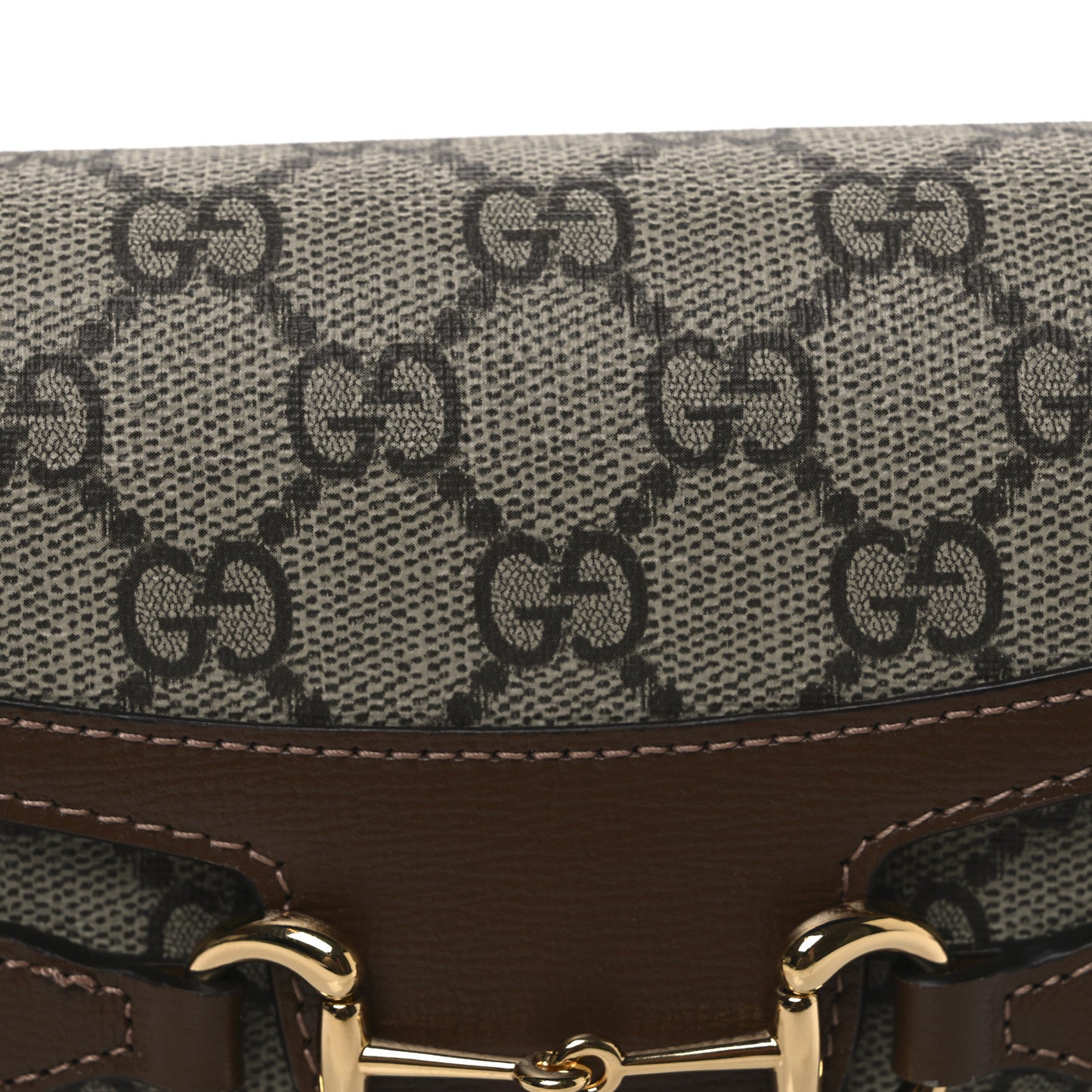 GG Supreme Monogram Mini Horsebit 1955 Shoulder Bag Beige Brown Sugar