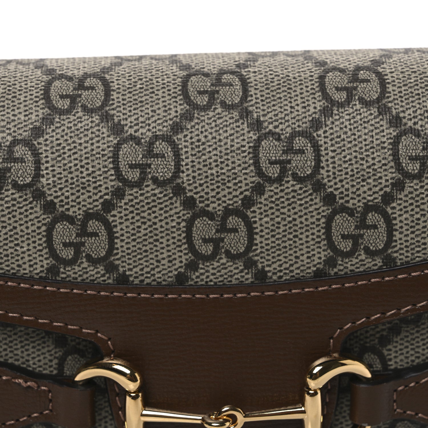 Gucci GG Supreme Monogram Mini Horsebit 1955 Shoulder Bag Beige Brown Sugar 8 of 10