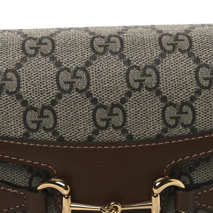 Gucci GG Supreme Monogram Mini Horsebit 1955 Shoulder Bag Beige Brown Sugar 8 of 10
