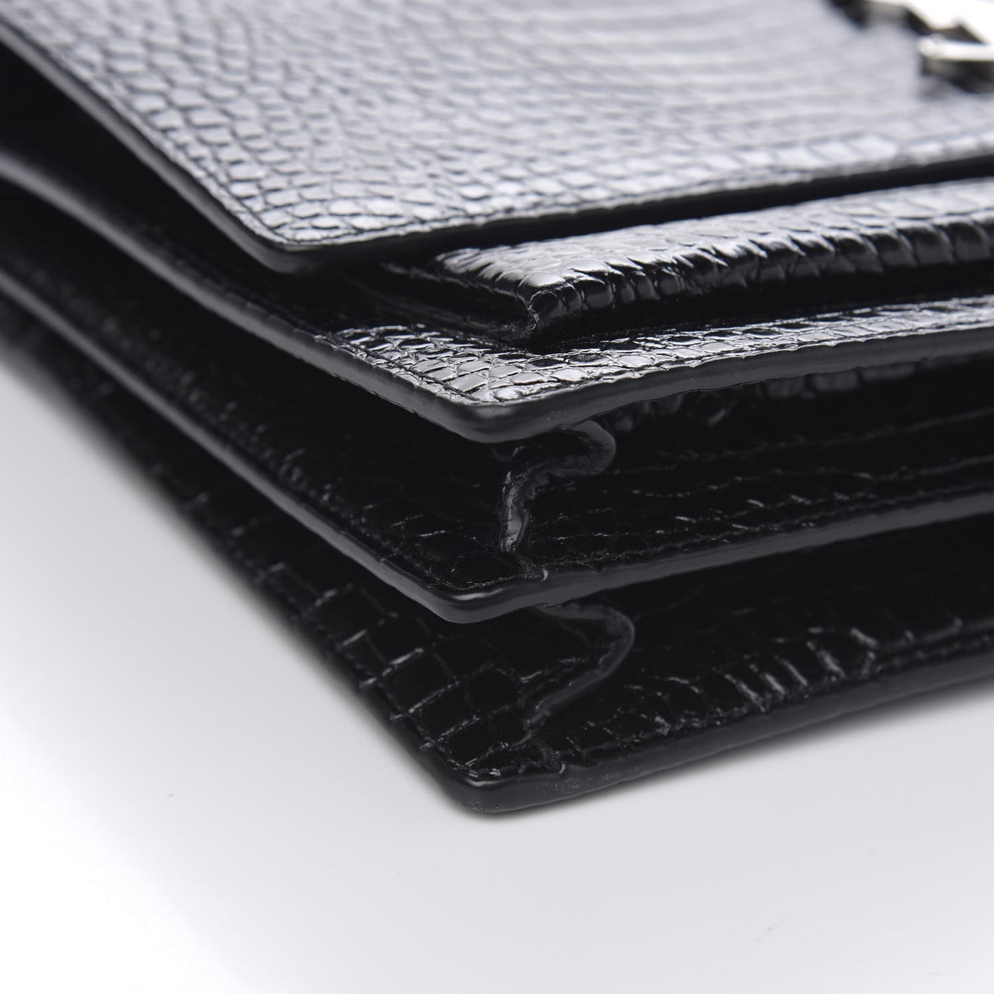 Calfskin Crocodile Embossed Medium Monogram Sunset Black