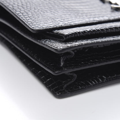Saint Laurent Calfskin Crocodile Embossed Medium Monogram Sunset Black 7 of 9